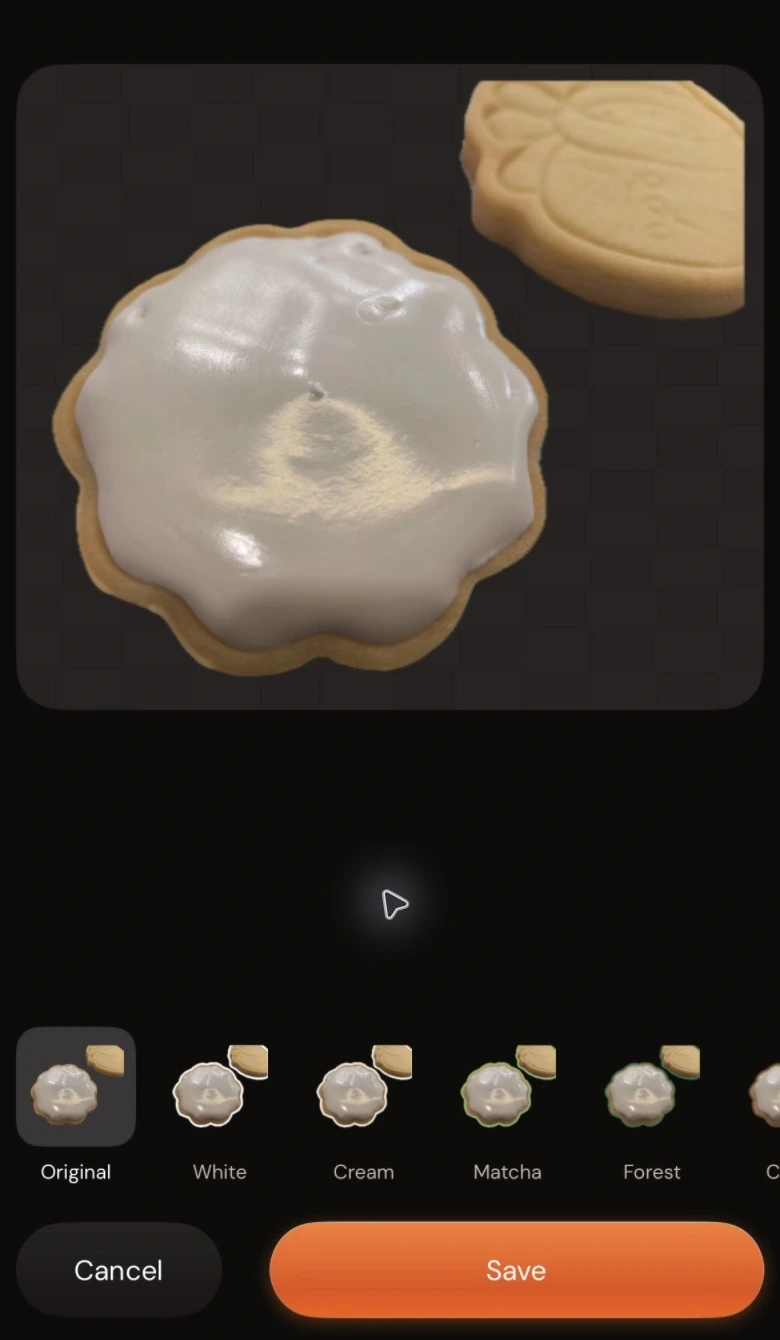 Actual Chefolio iPhone Smart Cutout preview with Original selected and two cookie subjects.
