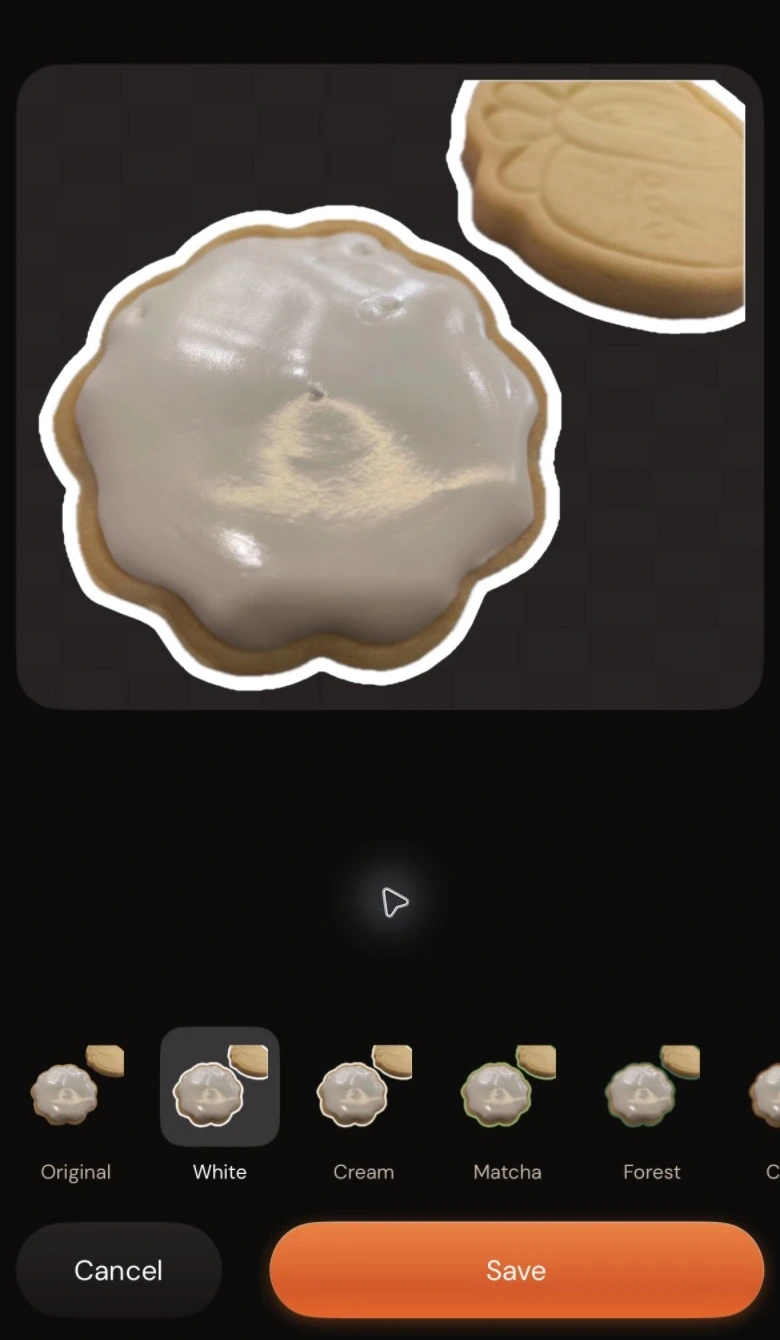 Actual Chefolio iPhone Smart Cutout preview with White selected and a white outline around both subjects.
